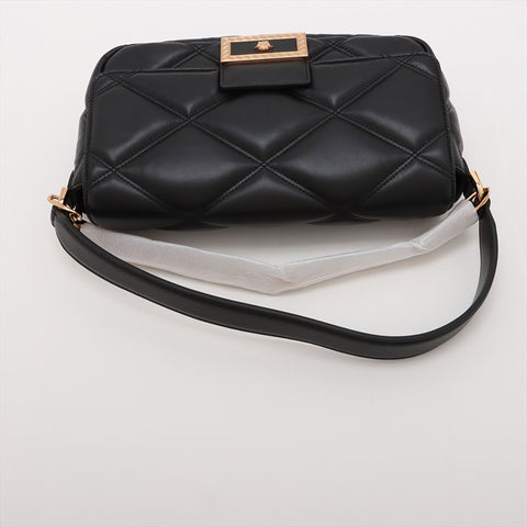 ヴェルサーチ VERSACE レザー グレカ フレーム マテラッセ チェーン パデット ショルダーバッグ ブラック WS15907