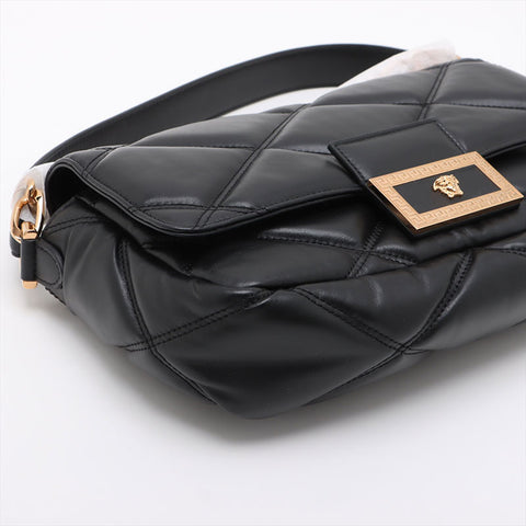 ヴェルサーチ VERSACE レザー グレカ フレーム マテラッセ チェーン パデット ショルダーバッグ ブラック WS15908
