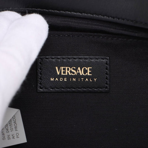 ヴェルサーチ VERSACE レザー グレカ フレーム マテラッセ チェーン パデット ショルダーバッグ ブラック WS15908