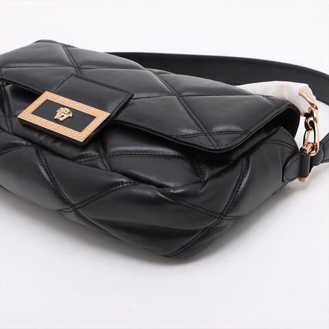 ヴェルサーチ VERSACE レザー グレカ フレーム マテラッセ チェーン パデット ショルダーバッグ ブラック WS15908