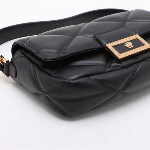 ヴェルサーチ VERSACE レザー グレカ フレーム マテラッセ チェーン パデット ショルダーバッグ ブラック WS15909