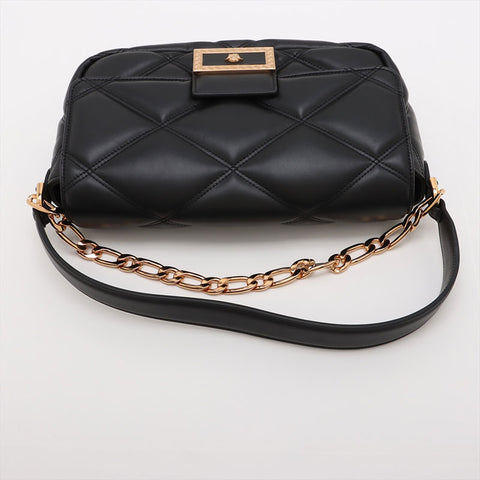ヴェルサーチ VERSACE レザー グレカ フレーム マテラッセ チェーン パデット ショルダーバッグ ブラック WS15909