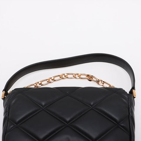 ヴェルサーチ VERSACE レザー グレカ フレーム マテラッセ チェーン パデット ショルダーバッグ ブラック WS15909
