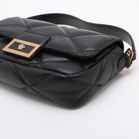 ヴェルサーチ VERSACE レザー グレカ フレーム マテラッセ チェーン パデット ショルダーバッグ ブラック WS15909