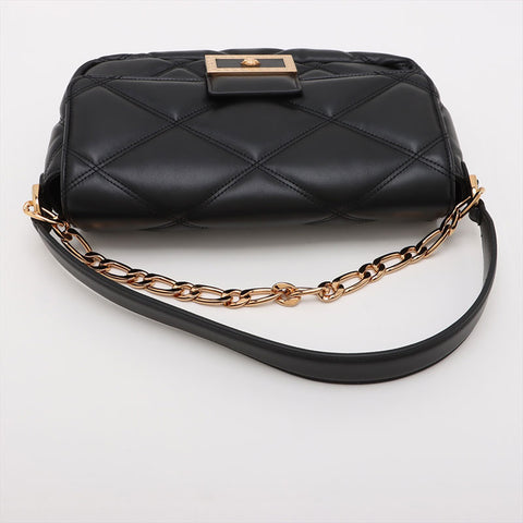 ヴェルサーチ VERSACE レザー グレカ フレーム マテラッセ チェーン パデット ショルダーバッグ ブラック WS15910
