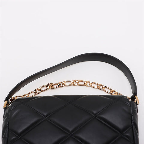 ヴェルサーチ VERSACE レザー グレカ フレーム マテラッセ チェーン パデット ショルダーバッグ ブラック WS15910