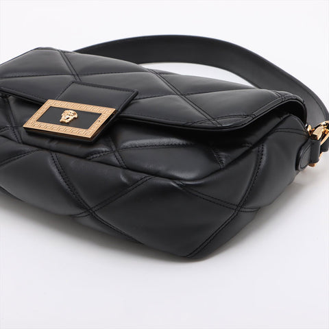 ヴェルサーチ VERSACE レザー グレカ フレーム マテラッセ チェーン パデット ショルダーバッグ ブラック WS15910