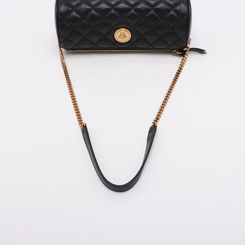 ヴェルサーチ VERSACE パデット レザー ドラム ショルダーバッグ ブラック WS15911