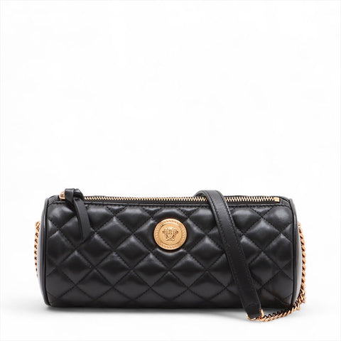 ヴェルサーチ VERSACE パデット レザー ドラム ショルダーバッグ ブラック WS15911