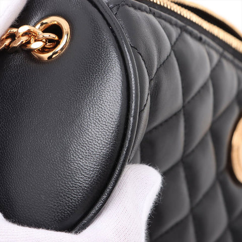 ヴェルサーチ VERSACE パデット レザー ドラム ショルダーバッグ ブラック WS15911