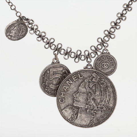 CHANEL Medal COCO Mark 03P Mademoiselle 2003 Necklace Silver WS15914