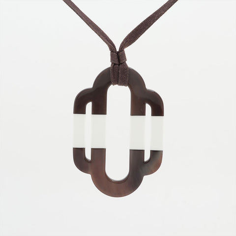 HERMES Attrage Buffalo Horn Necklace Brown WS15922
