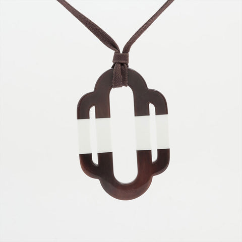 HERMES Attrage Buffalo Horn Necklace Brown WS15922