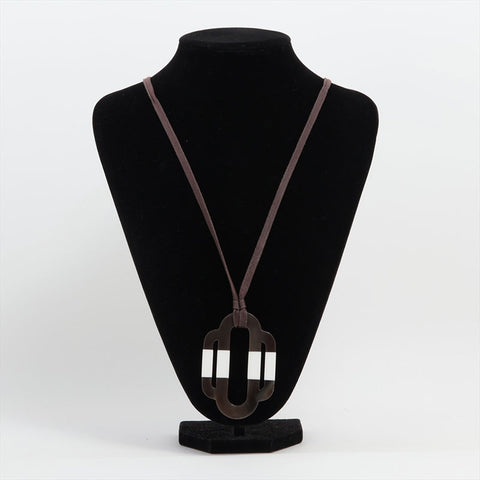 HERMES Attrage Buffalo Horn Necklace Brown WS15922