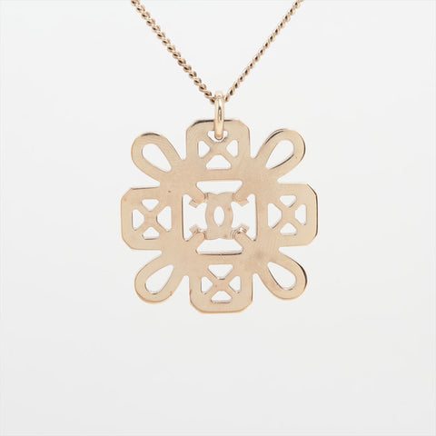 CHANEL B17S 2017 COCO Mark Pink Rhinestone Necklace gold WS15925