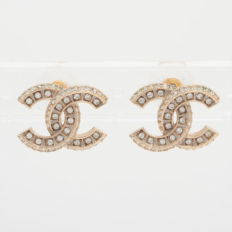 シャネル CHANEL F21V 2021 ココマーク ラインストーン ピアス ゴールド WS15938