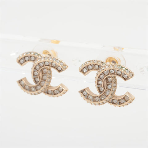 シャネル CHANEL F21V 2021 ココマーク ラインストーン ピアス ゴールド WS15938