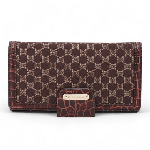 CELINE Canvas Embossed Leather Macadam Purse Brown WS15949