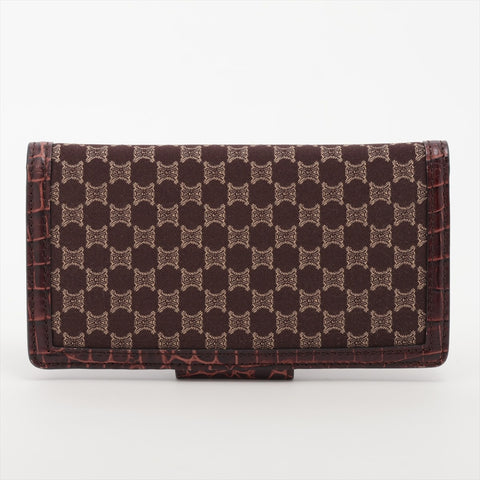 CELINE Canvas Embossed Leather Macadam Purse Brown WS15949