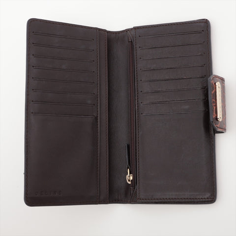 CELINE Canvas Embossed Leather Macadam Purse Brown WS15949