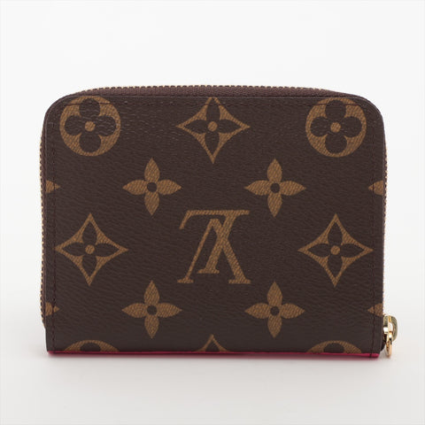 LOUIS VUITTON 2015 Monogram Zip Around Purse Illustre Travel Compact Coin case Brown WS15952