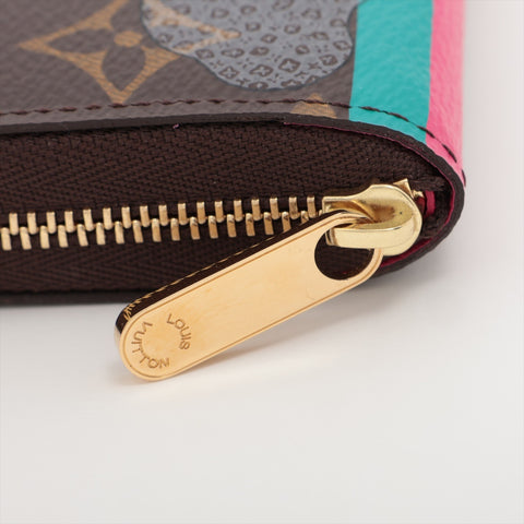 LOUIS VUITTON 2015 Monogram Zip Around Purse Illustre Travel Compact Coin case Brown WS15952