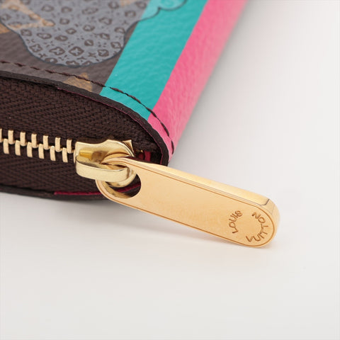 LOUIS VUITTON 2015 Monogram Zip Around Purse Illustre Travel Compact Coin case Brown WS15952