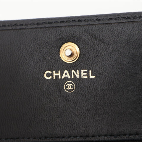 CHANEL Caviar COCO Mark Compact No. 8 2003-2004 Tri-fold wallet black WS15962