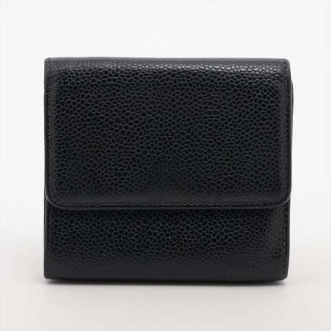 CHANEL Caviar COCO Mark Compact No. 8 2003-2004 Tri-fold wallet black WS15962