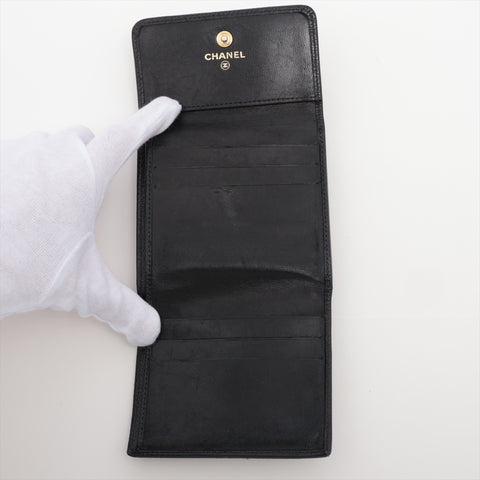 CHANEL Caviar COCO Mark Compact No. 8 2003-2004 Tri-fold wallet black WS15962