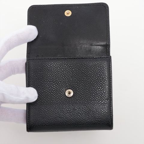 CHANEL Caviar COCO Mark Compact No. 8 2003-2004 Tri-fold wallet black WS15962
