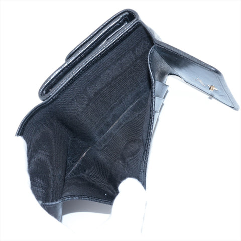 CHANEL Caviar COCO Mark Compact No. 8 2003-2004 Tri-fold wallet black WS15962