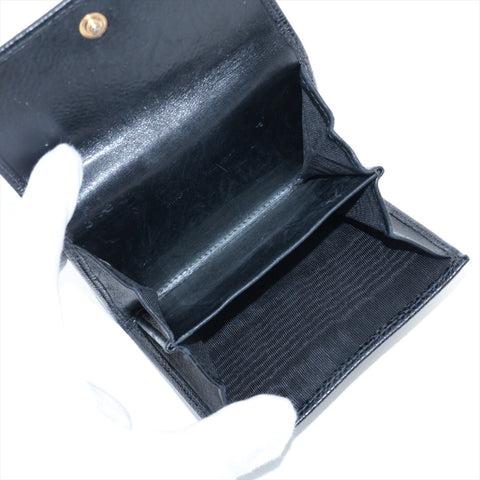 CHANEL Caviar COCO Mark Compact No. 8 2003-2004 Tri-fold wallet black WS15962