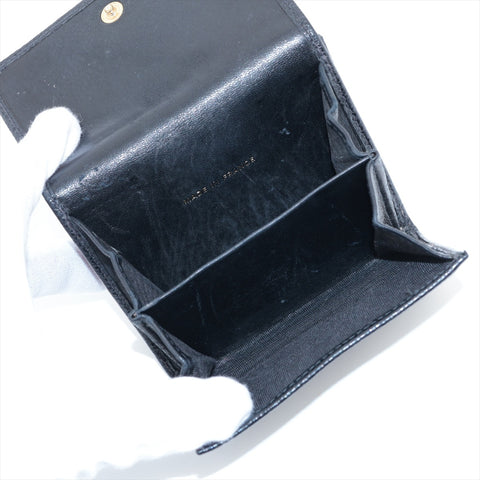 CHANEL Caviar COCO Mark Compact No. 8 2003-2004 Tri-fold wallet black WS15962
