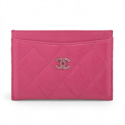 CHANEL No. 21 2015-2016 Caviar Matelasse COCO Mark Card Case pink WS15963