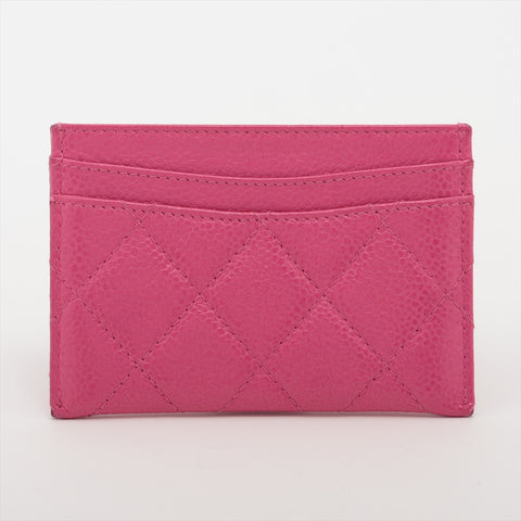 CHANEL No. 21 2015-2016 Caviar Matelasse COCO Mark Card Case pink WS15963