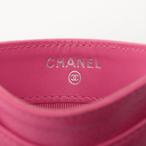 CHANEL No. 21 2015-2016 Caviar Matelasse COCO Mark Card Case pink WS15963