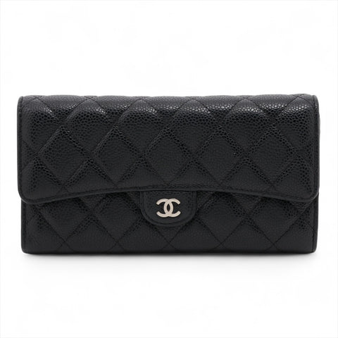 CHANEL No. 22 2016-2017 Caviar Skin Matelasse Flap Purse black WS15966