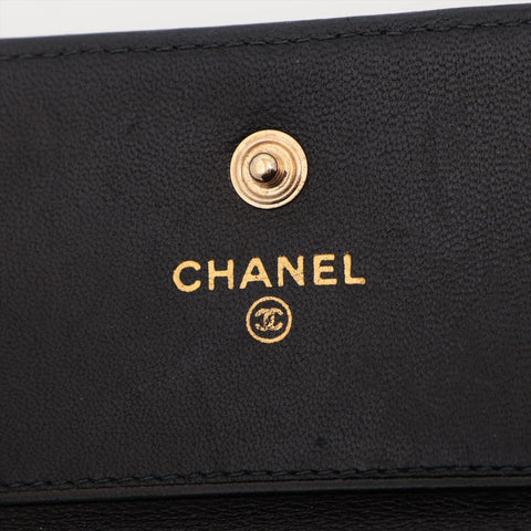 CHANEL Caviar COCO Mark Compact No. 8 2002-2003 Tri-fold wallet black WS15968