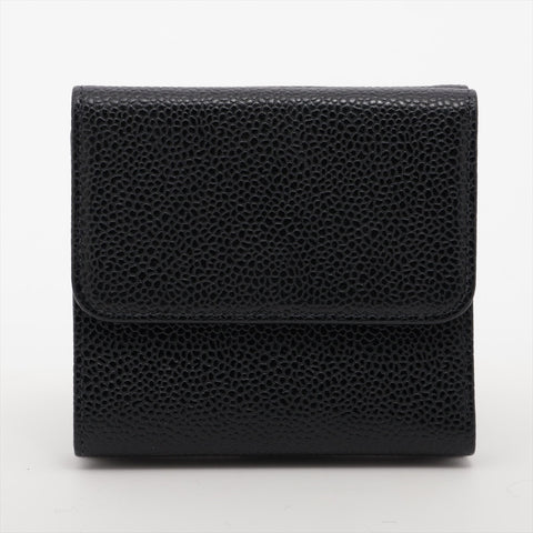 CHANEL Caviar COCO Mark Compact No. 8 2002-2003 Tri-fold wallet black WS15968