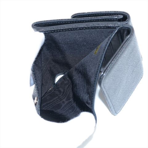 CHANEL Caviar COCO Mark Compact No. 8 2002-2003 Tri-fold wallet black WS15968