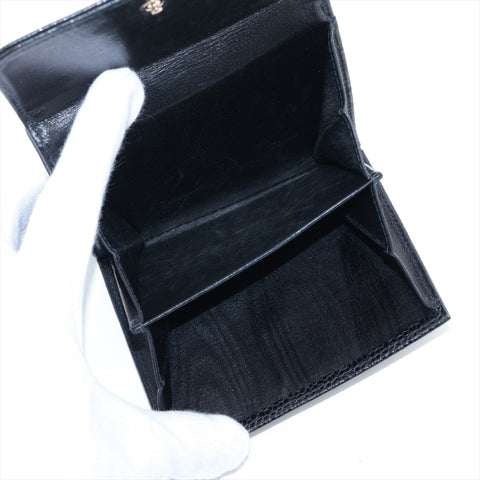 CHANEL Caviar COCO Mark Compact No. 8 2002-2003 Tri-fold wallet black WS15968