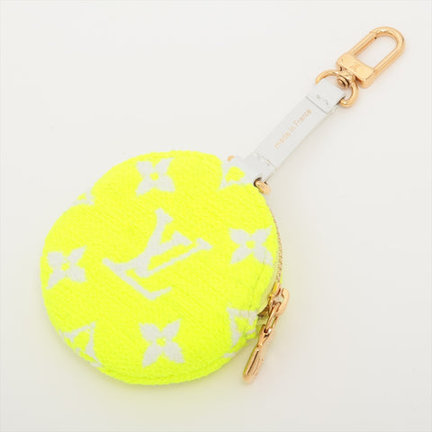 LOUIS VUITTON Monogrammed tennis ball pouch in cotton key ring yellow WS15969