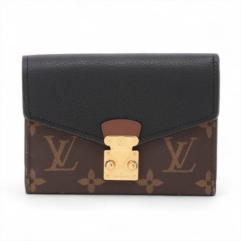 LOUIS VUITTON 2020 Monogram Portefeuille Pallas Compact Tri-fold wallet black WS15971