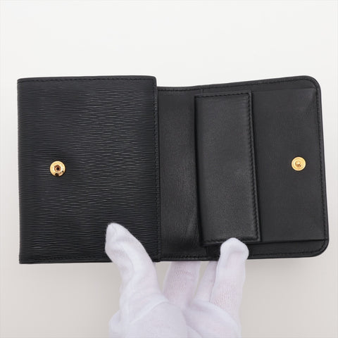 PRADA Leather Triangle Logo Compact Tri-fold wallet black WS15973