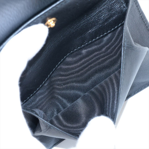 PRADA Leather Triangle Logo Compact Tri-fold wallet black WS15973