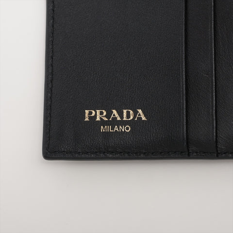 PRADA Leather Triangle Logo Compact Tri-fold wallet black WS15973