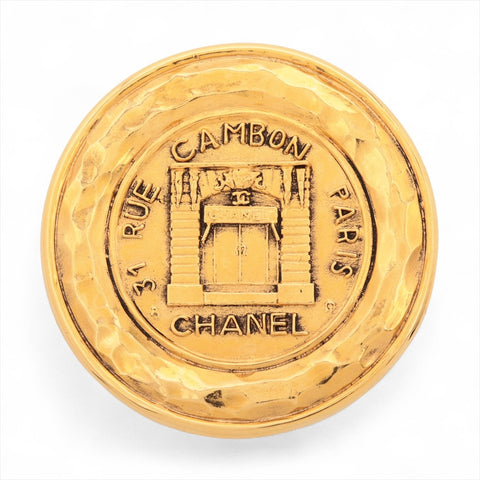 CHANEL Round Cambon Brooch gold WS15979