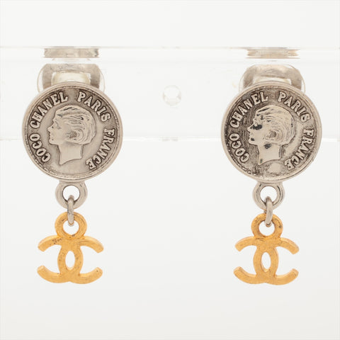 CHANEL Medallion COCO Mark 97A 1997 Earring Silver WS15981