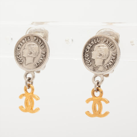 CHANEL Medallion COCO Mark 97A 1997 Earring Silver WS15981